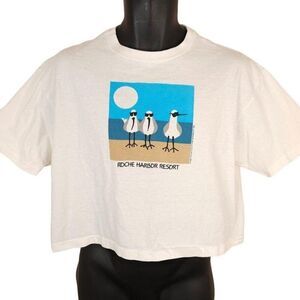 Vintage Roche Harbor Resort Crop Top T Shirt Mens Size Large White Washington